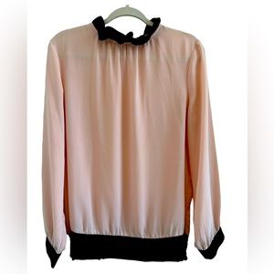 NY&Co Ruffled-Collar Contrast-Trim Blouse